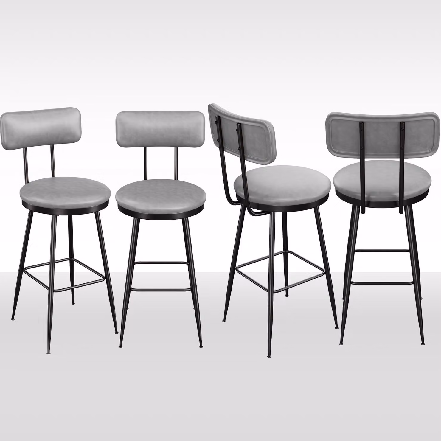 Set di 4 sedie da pranzo UnboxG, set di sedie da pranzo per cucina, sala da pranzo, sedia da pranzo in Pelle finta con schienale alto, moderna (Finto cuoio grigio scuro, set di 6)