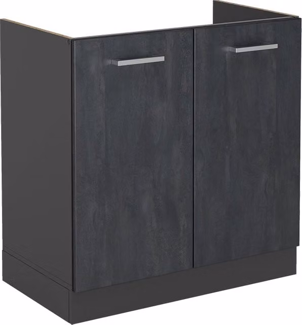 Mobile lavello cucina Vicco R-Line nero e antracite con ante a battente, larghezza: 80 cm