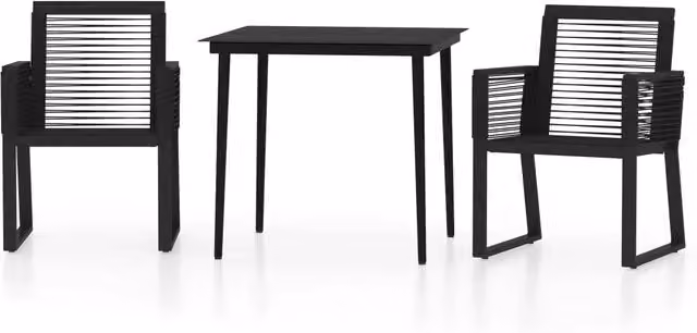 Set Mobili da Pranzo per Giardino 3 pz | Set Salotto da Giardino Nero
