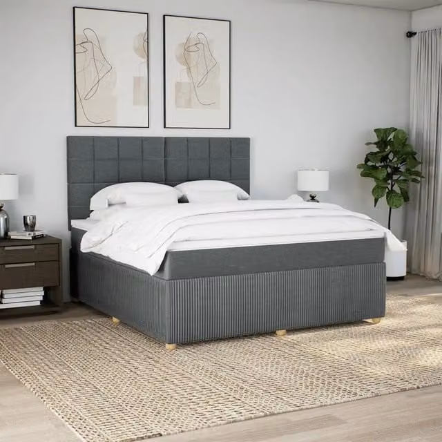 Giroletto a Molle con Materasso Grigio Scuro 180x200 cm Tessuto 3294436