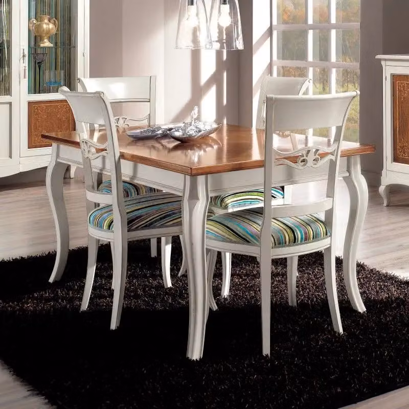 Tavolo rettangolare allungabile in legno bicolore bianco e marrone Mobili 2G L: 160 cm, P: 90 cm, H: 78 cm – 3