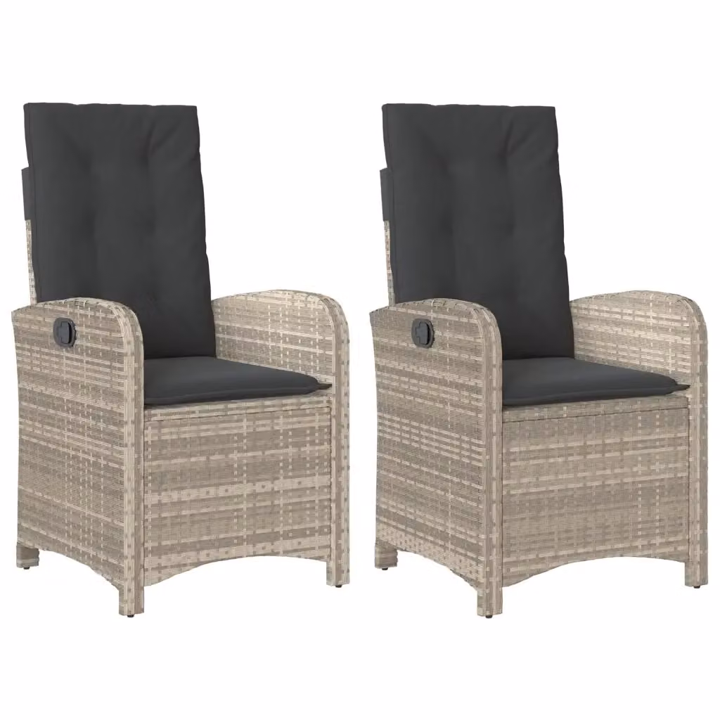 Set di 2 sedie reclinabili da giardino vidaXL in polyrattan e metallo con cuscini color grigio antracite – 2