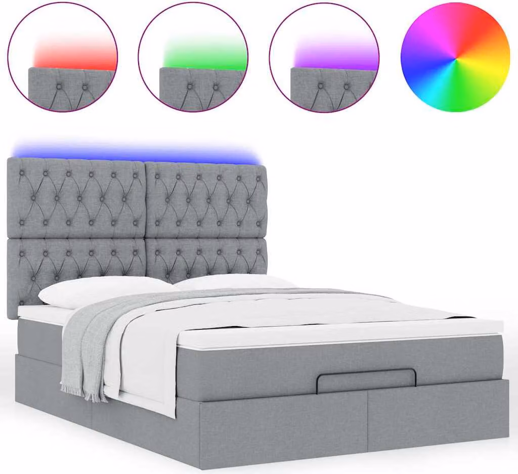Struttura Letto Pouf con Materasso 140x190 cm in Tessuto