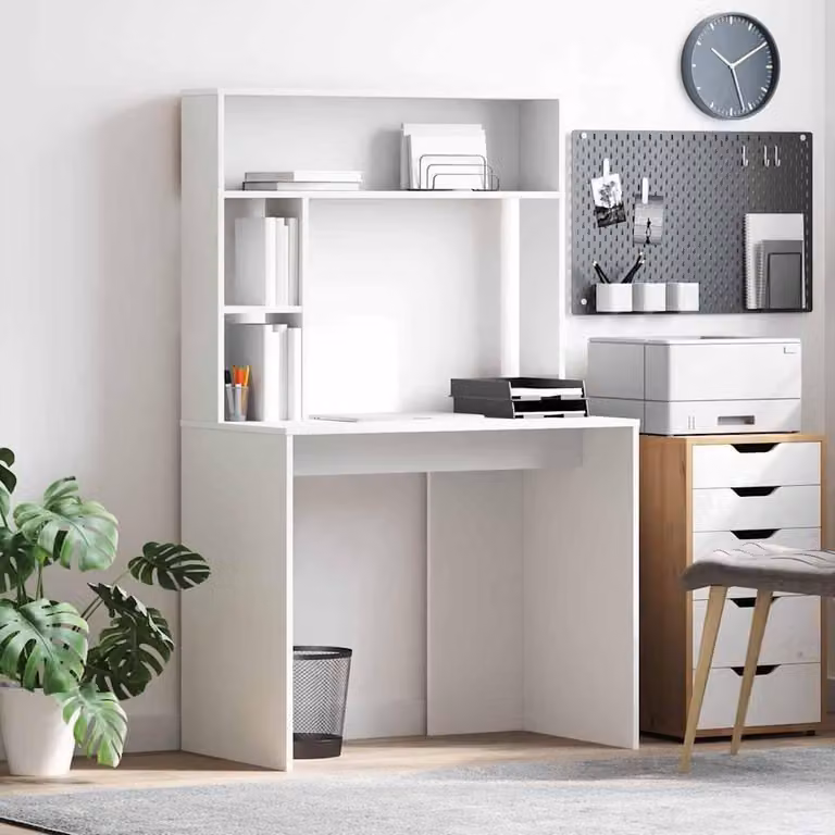 Maison Exclusive - Scrivania bianca, 91 x 50 x 149 cm, realizzata in materiale composito di legno
