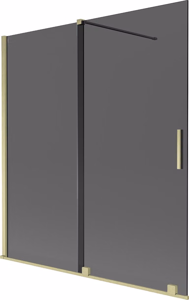 Mexen Velar paratia per vasca da bagno a 2 ante scorrevoli 150 x 150 cm, grafite, oro spazzolato - 896-150-000-41-55
