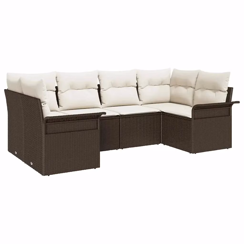 Set Divano da Giardino 6 pz vidaXL in Polyrattan Marrone con Cuscini e Struttura in Acciaio – 2