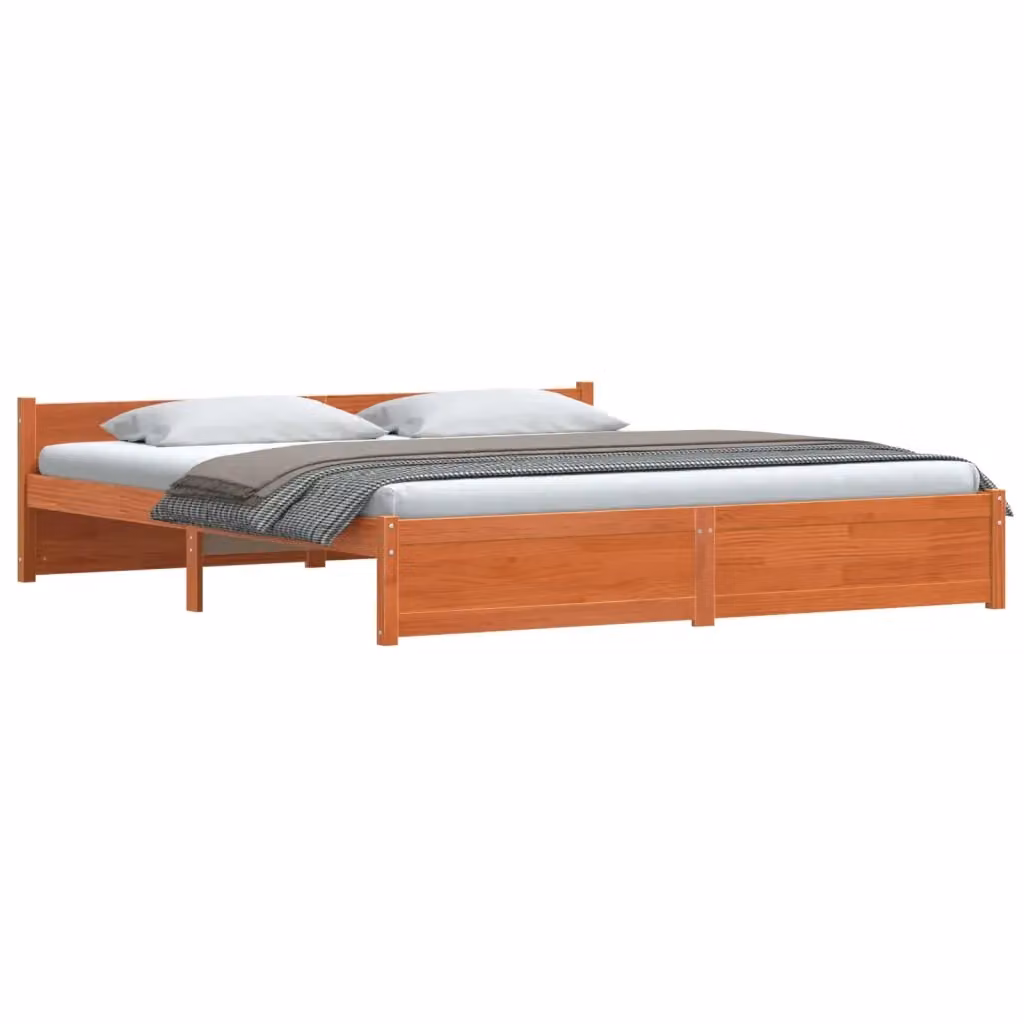 Struttura del letto moderna vidaXL in legno di pino marrone cerato L/P/H: 205,5 x 205,5 x 51 cm – 2
