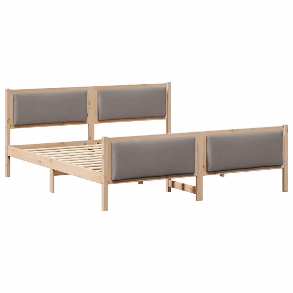 Letto con testiera Talpa vidaXL in tessuto e legno di pino, L/P/H: 200 x 200 x 85,5 cm, disponibile in beige o grigio – 2