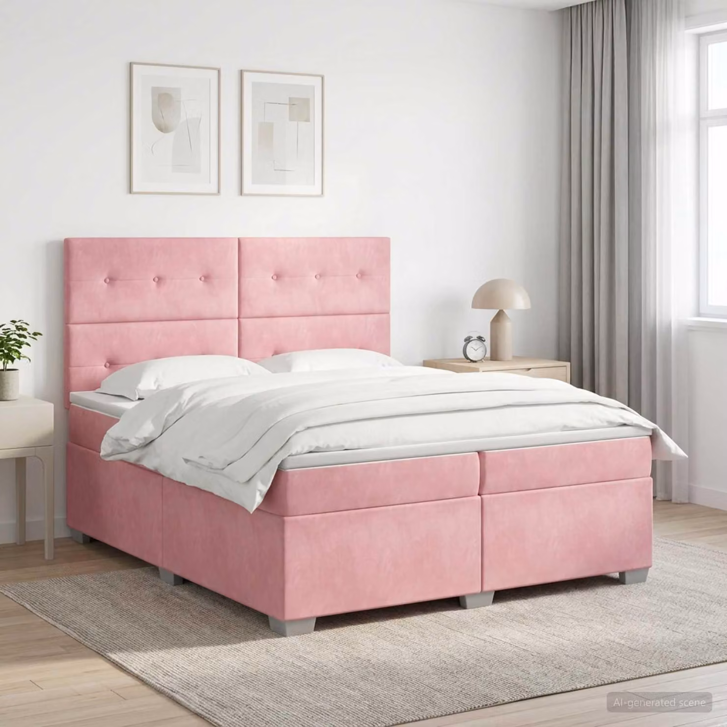 Maison Exclusive - Letto boxspring con materasso e testiera Rosa 200 x 200 cm in velluto