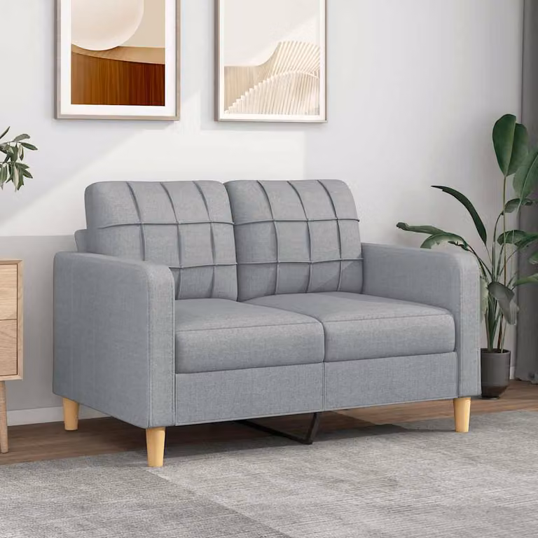 vidaXL Divano a 2 Posti Moderno in Tessuto Grigio con Struttura in Metallo L: 138 cm, P: 80 cm, H: 77 cm