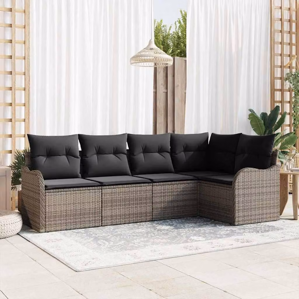 Maison Exclusive - Set Divano da Giardino 5 pcs Grigio polyrattan