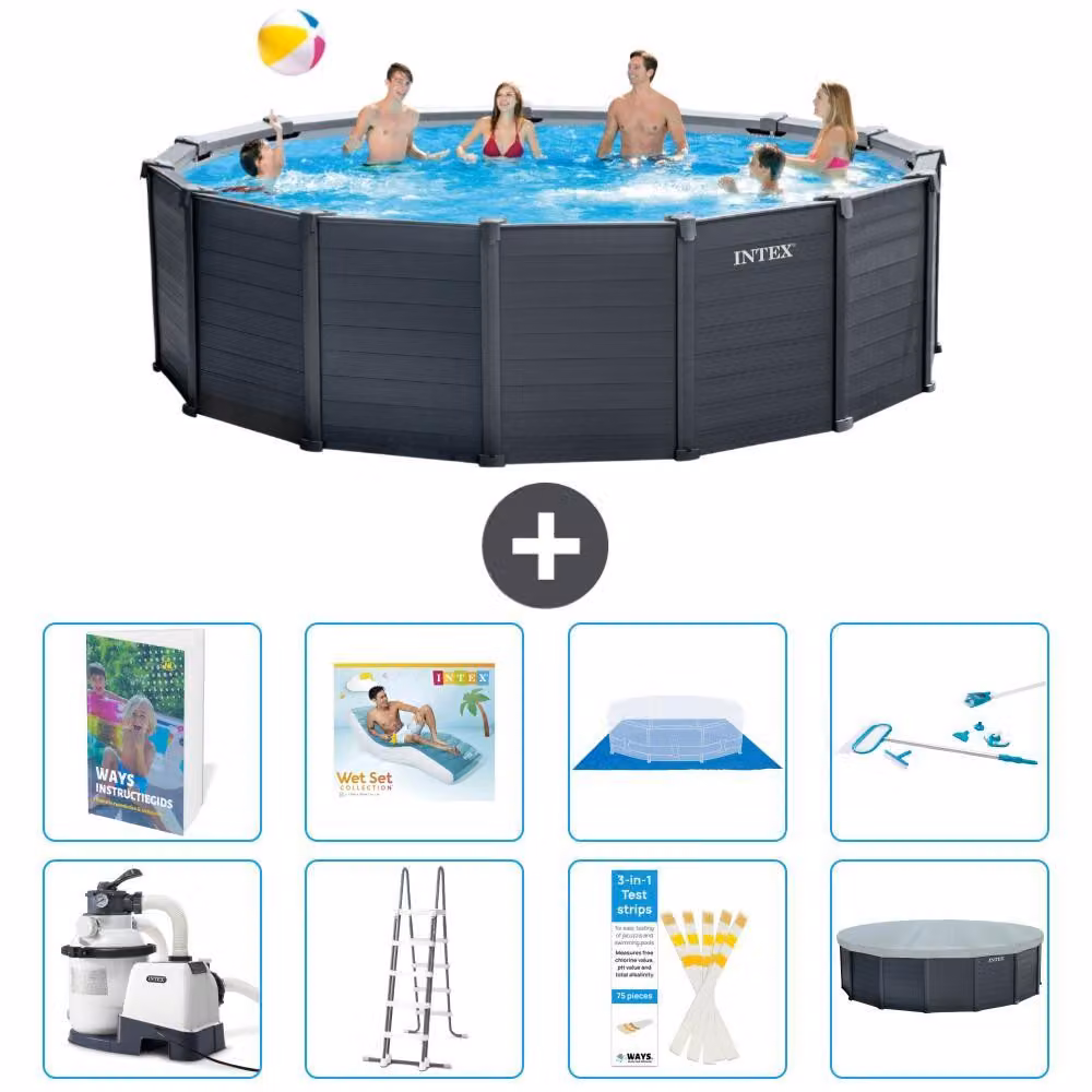 Pannello per piscina in grafite, modello Rund - 478x124 cm - composto da 7 elementi, codice S618