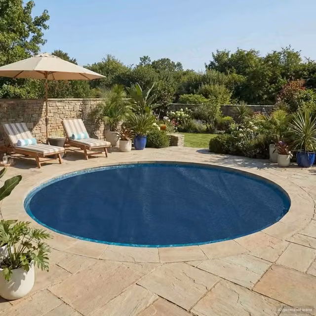 Copertura solare termica per piscina rotonda vidaXL in plastica blu e nera Ø 527 cm – 1
