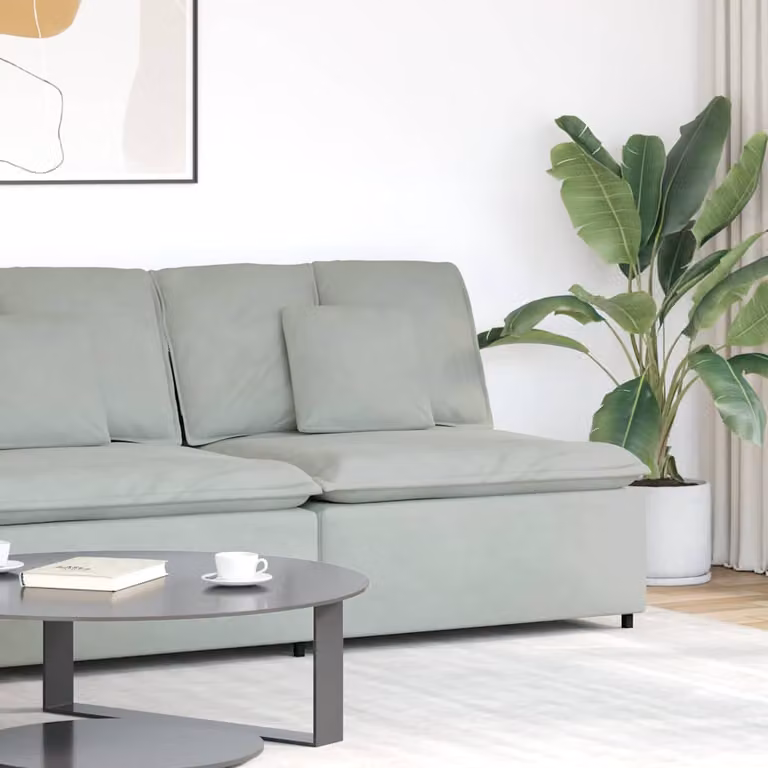 vidaXL Modulo Centrale di Divano Modulare con Cuscini Grigio Chiaro L: 100 cm