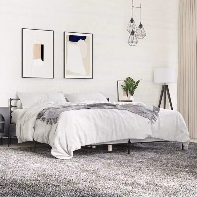 Letto Giroletto Sonoma Grigio vidaXL in Legno e Metallo 200x200 cm – 1