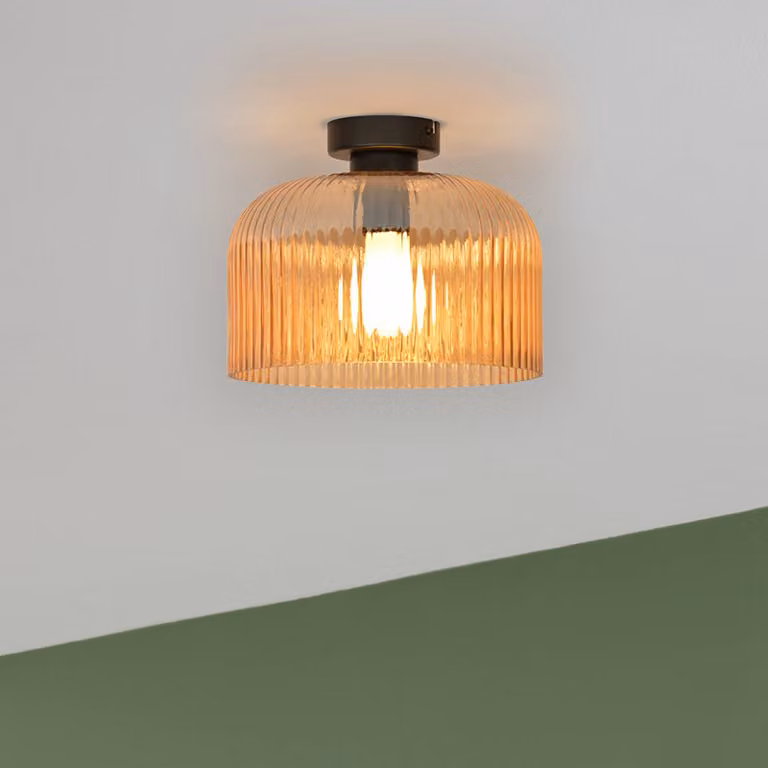COREP Plafoniera soffitto Luigi, dimmerabile, Crema / Ambra, Soggiorno / Sala da pranzo, Vetro, Moderno, Plafoniera