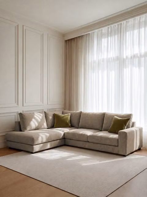 Divano angolare sinistro Orson Kenay Home 4 posti marrone beige L 283 cm