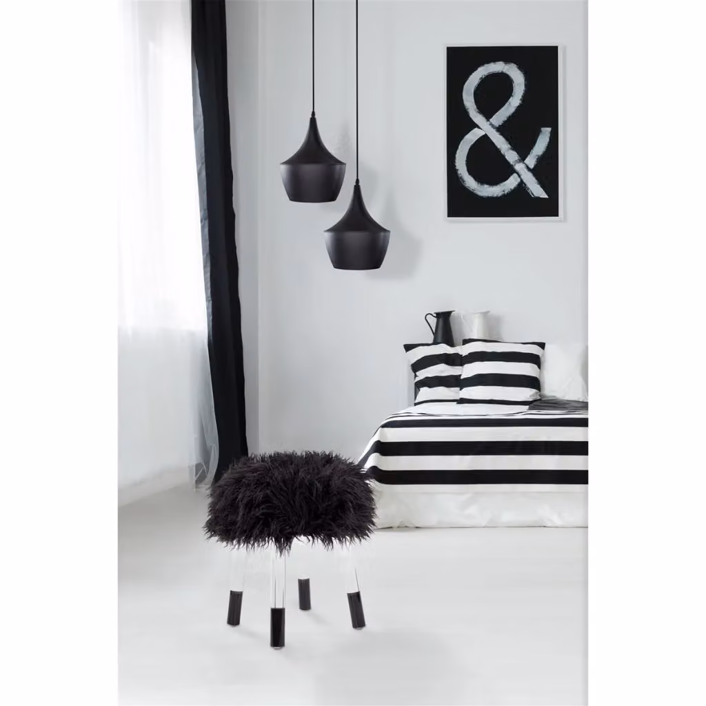 Sgabello Laika 100 in pelliccia sintetica nero KENDRA HOME – 2