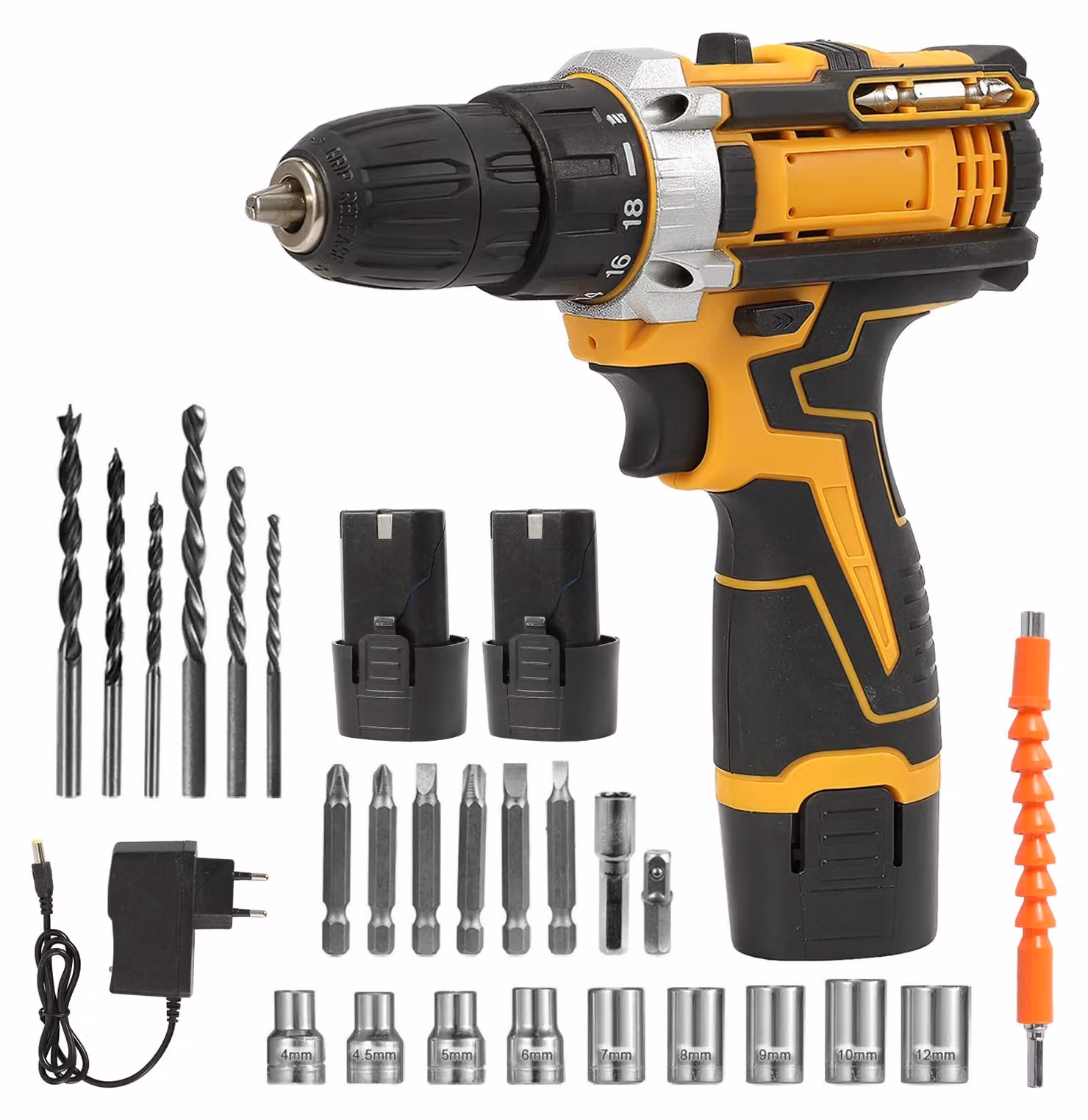 Trapano avvitatore a batteria - 2 in 1: trapano e avvitatore senza fili - Coppia di serraggio di 50 Nm - Set con 2 batterie - Portatile - Ideale per il fai da te