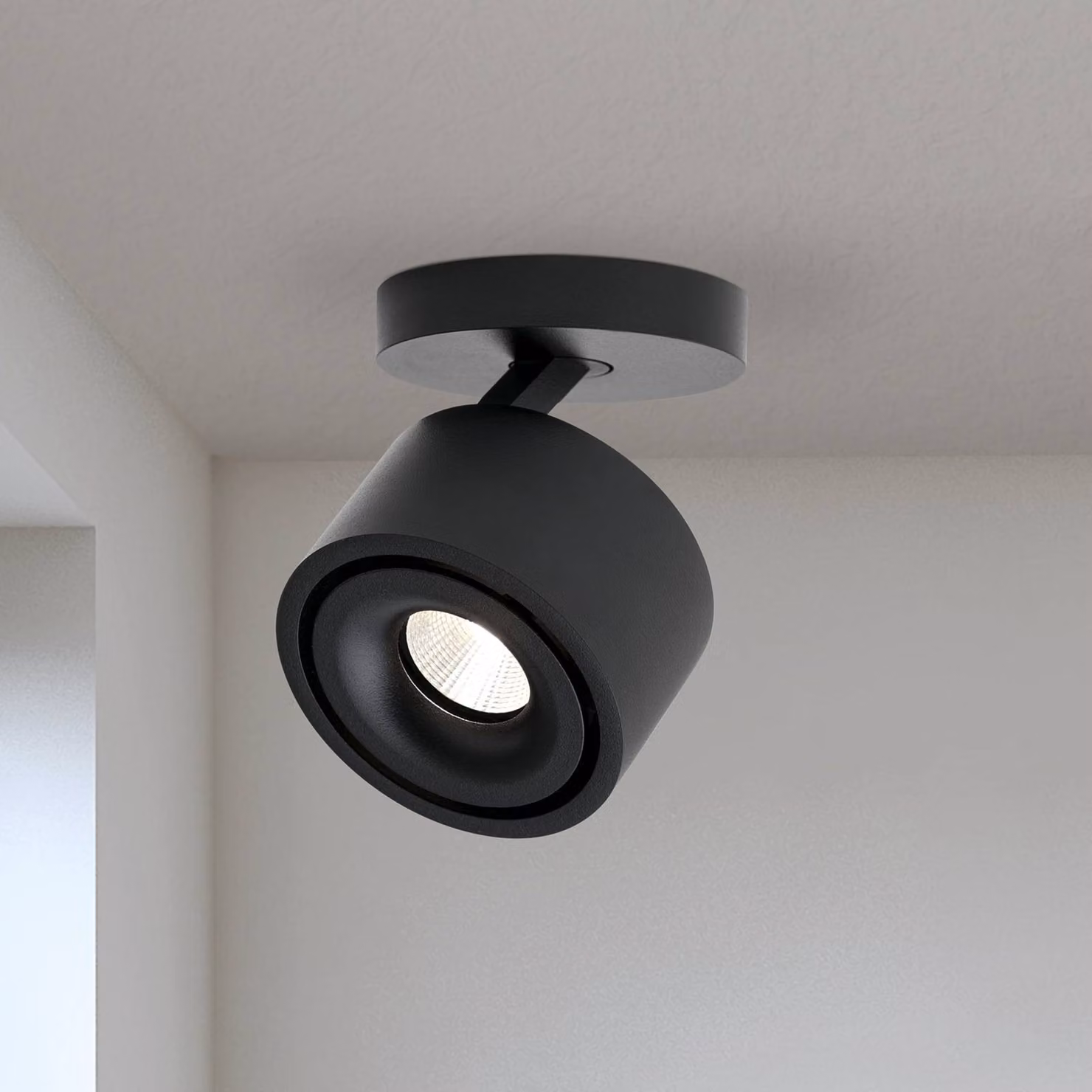ORION Specter Faretto da soffitto a LED, nero, Ø 8,4 cm, alluminio Specter, dimmerabile, Nero, Soggiorno / Sala da pranzo, Alluminio, Moderno
