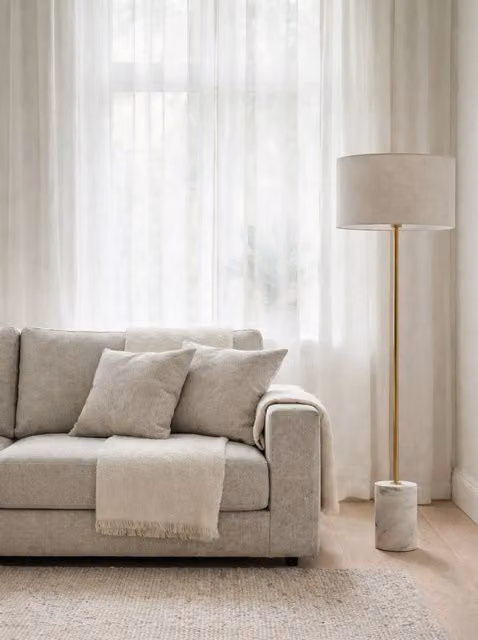 Pierre Kenay Home lampada da terra moderna in oro e beige, H 140 cm, L 40 cm, P 40 cm