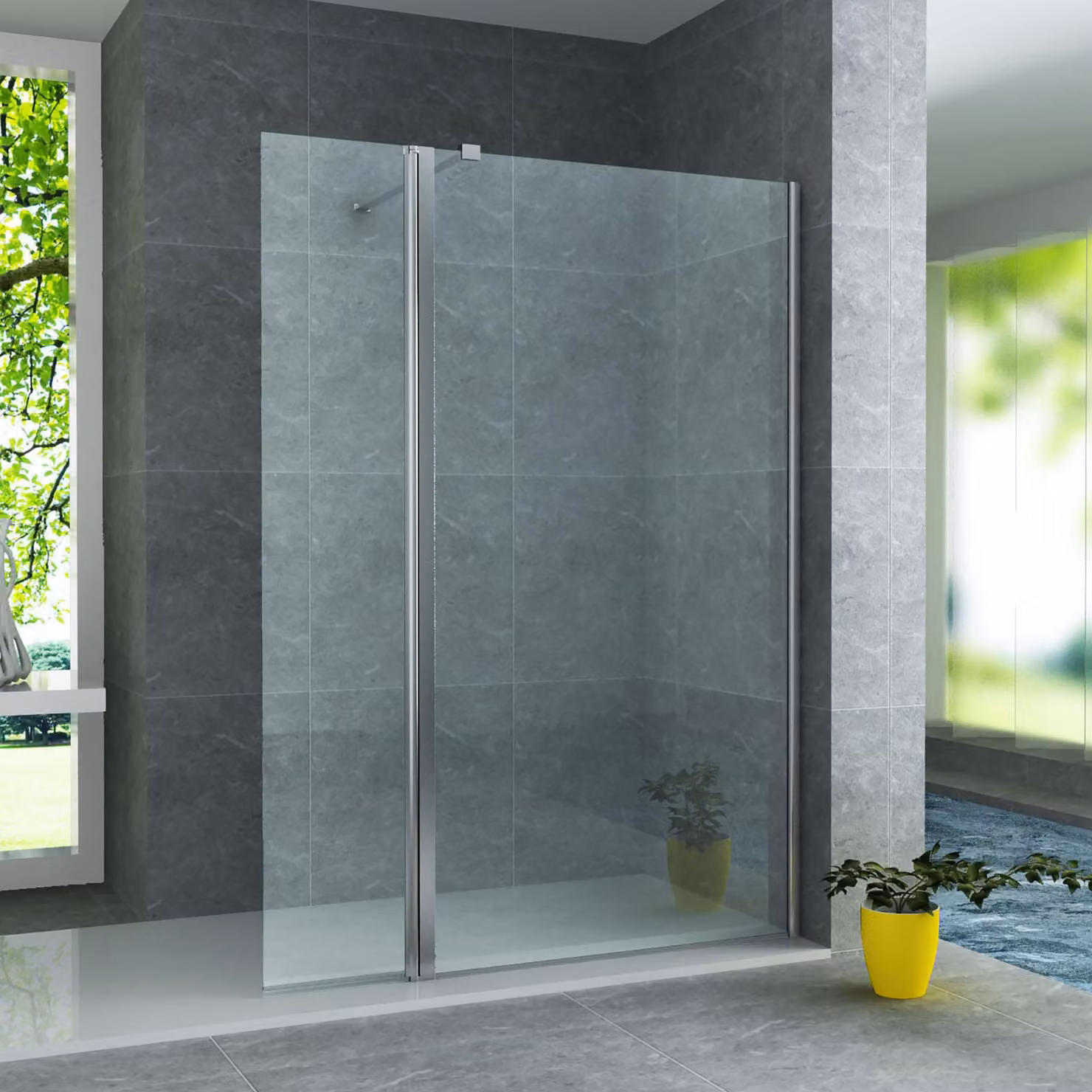 Pannello doccia Belvit, 200x50 cm, vetro da 8 mm, alluminio, rivestimento nanotecnologico, divisorio per doccia