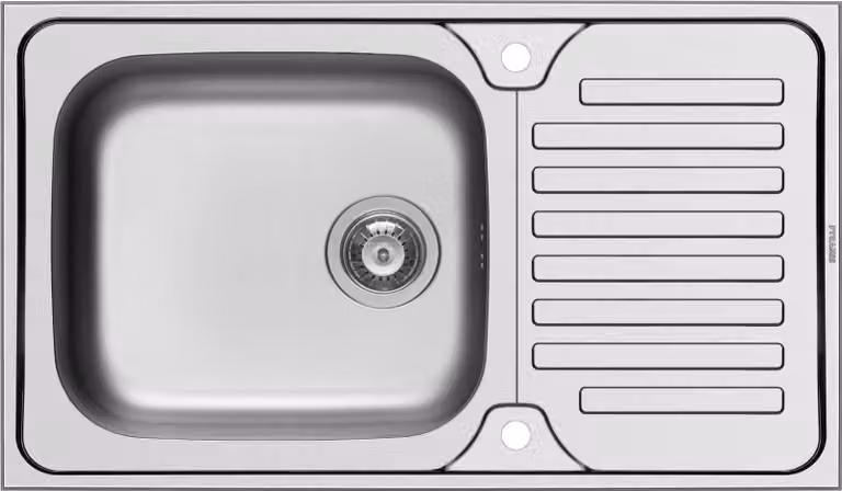 Lavello da cucina 86x50 cm, lavello da incasso Dorian, mobile da 50 cm, piano di sgocciolamento