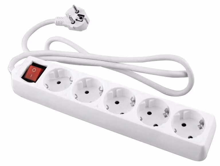 Cavo per interruttore Onlex con 5 prese, lunghezza 3 metri, con spina europea, 220V, colore argento, taglia unica