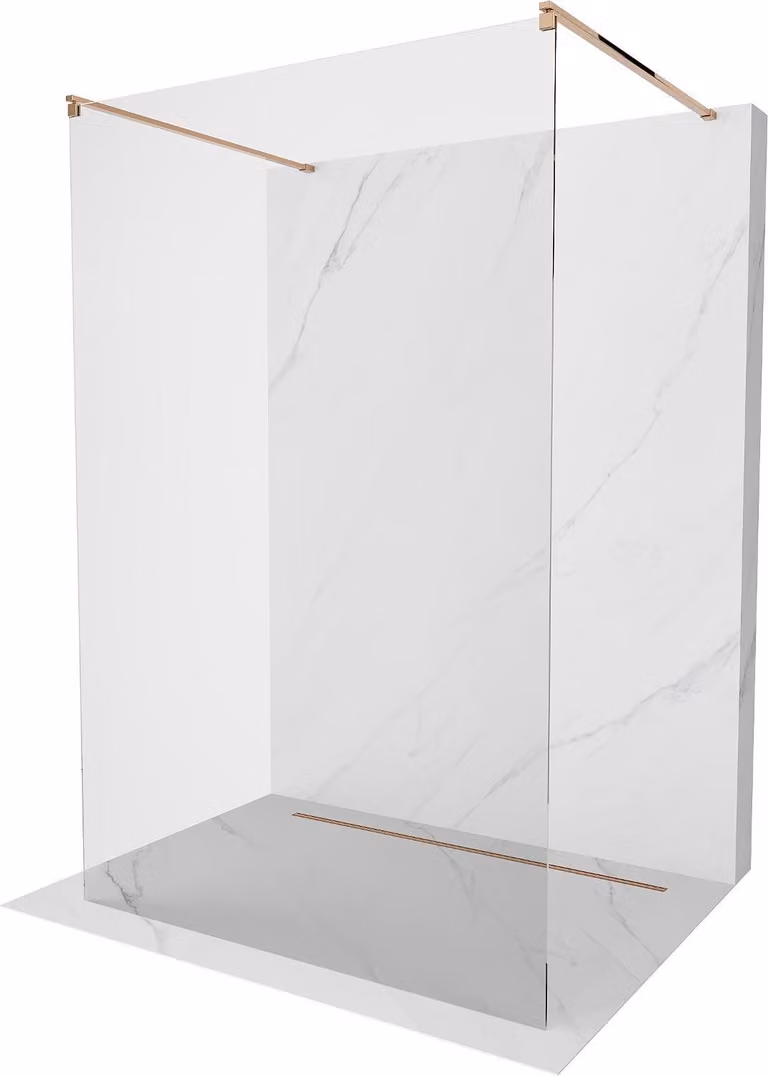 Mexen Kioto parete doccia indipendente 155 x 200 cm, trasparente 8 mm, oro rosa - 800-155-002-60-00