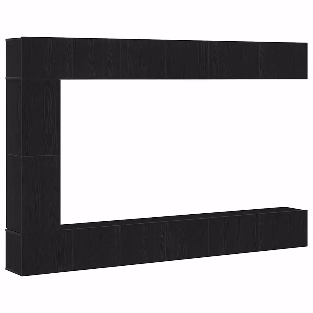 Set mobile TV moderno vidaXL in 9 pezzi, colore Rovere e Nero, in legno ingegnerizzato MDF per soggiorno – 2