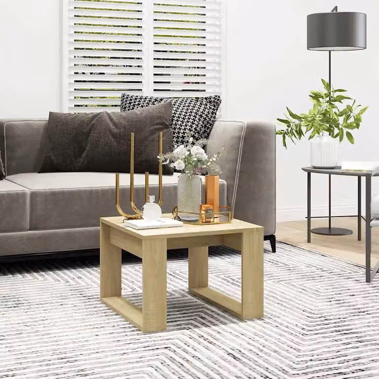 Tavolino da soggiorno vidaXL in legno Rovere Sonoma, L/P/H: 50 x 50 x 35 cm