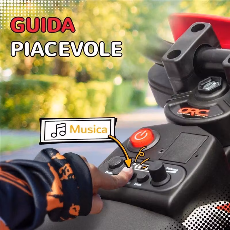 Moto elettrica per bambini con rotelle e indicatore di carica, in plastica e metallo, colore rosso, L 107 cm x P 56 cm x H 70 cm – 2