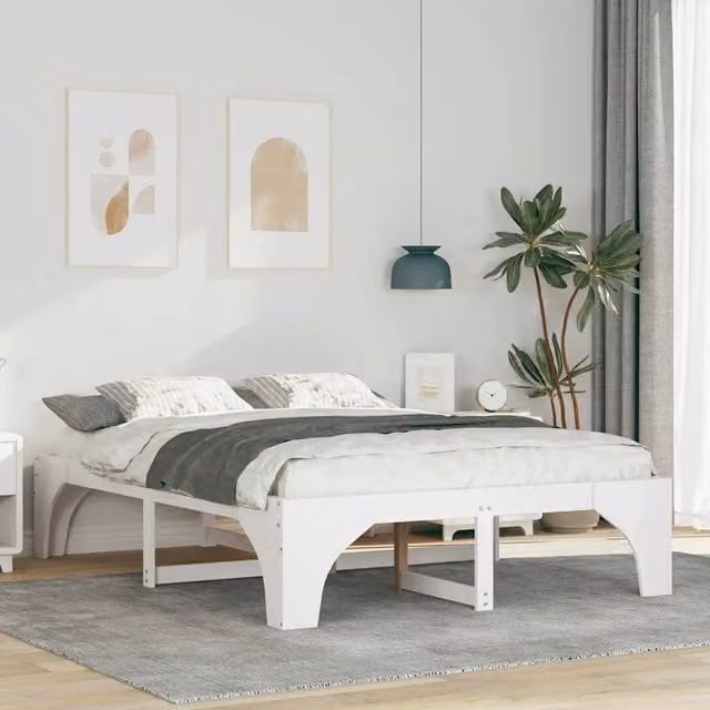 Struttura del letto moderna vidaXL in pino massello bianco L/P/H: 200 x 140 x 40 cm – 1