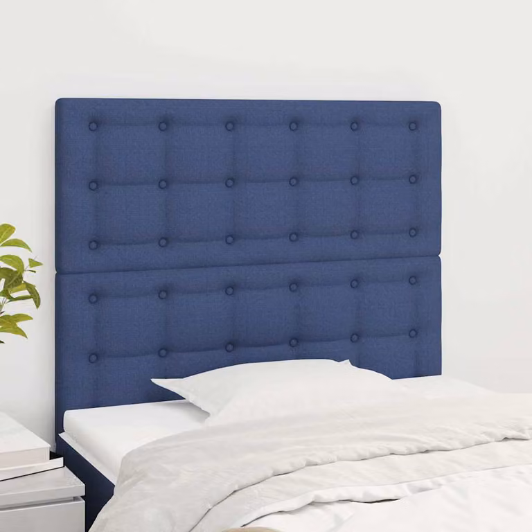 Testiera per letto vidaXL in tessuto blu con struttura in legno di larice, L/P/H: 128 x 80 x 5 cm