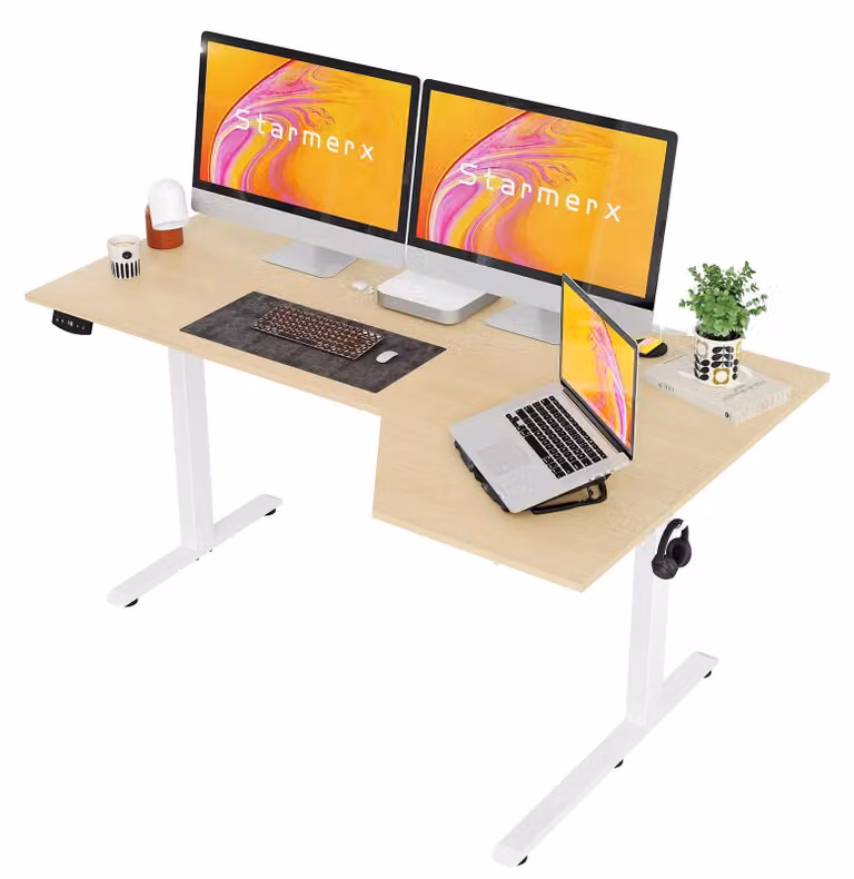 Scrivania regolabile in altezza elettricamente - Scrivania regolabile in altezza per PC - Piano rettangolare da 150x89 cm - Funzione di memoria - Struttura in metallo - Ideale per l'ufficio domestico e l'ufficio
