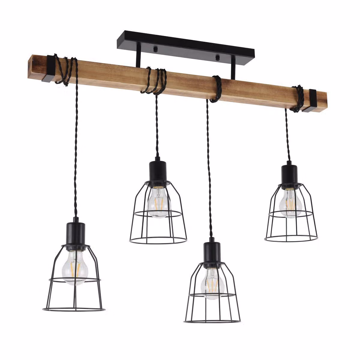Lampadario industriale nero Italux Ponte PND-4290-4-L
