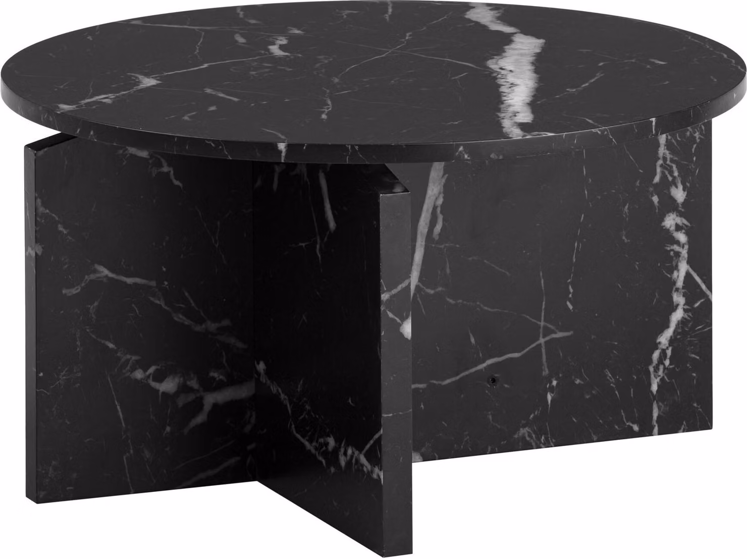WOHNLING Tavolino da caffè 60x60x33 cm Tavolo da divano nero in marmo Design moderno Tavolo da soggiorno Tavolo da salotto rotondo Tavolino da caffè piccolo Tavolino laterale