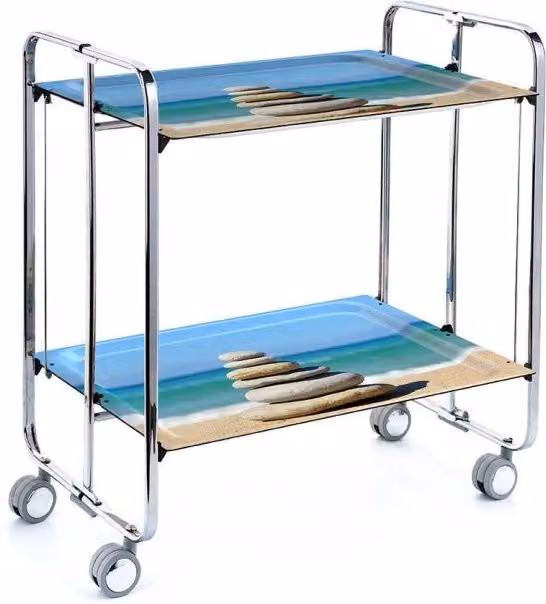 Carrello da cucina pieghevole cromato con ruote BAUHAUS 2 ripiani