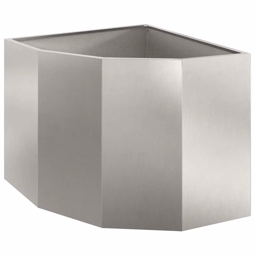 Fioriera d'angolo vidaXL in acciaio inossidabile argento L/P/H: 60 x 60 x 50 cm – 2