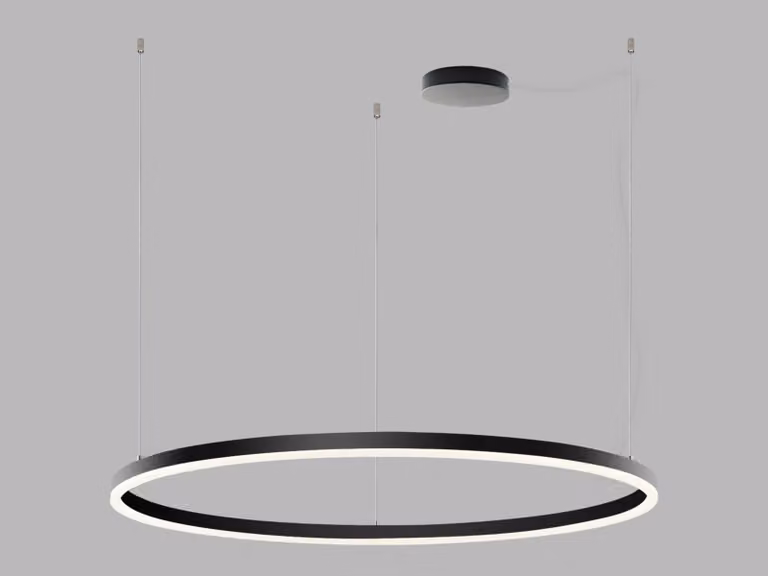 Lampadario LED dimmerabile CIRCLE P-Z CRI90, Variante: Ø 1000 x 33 x 2500 mm, 80 W, nero, DALI, 2CCT