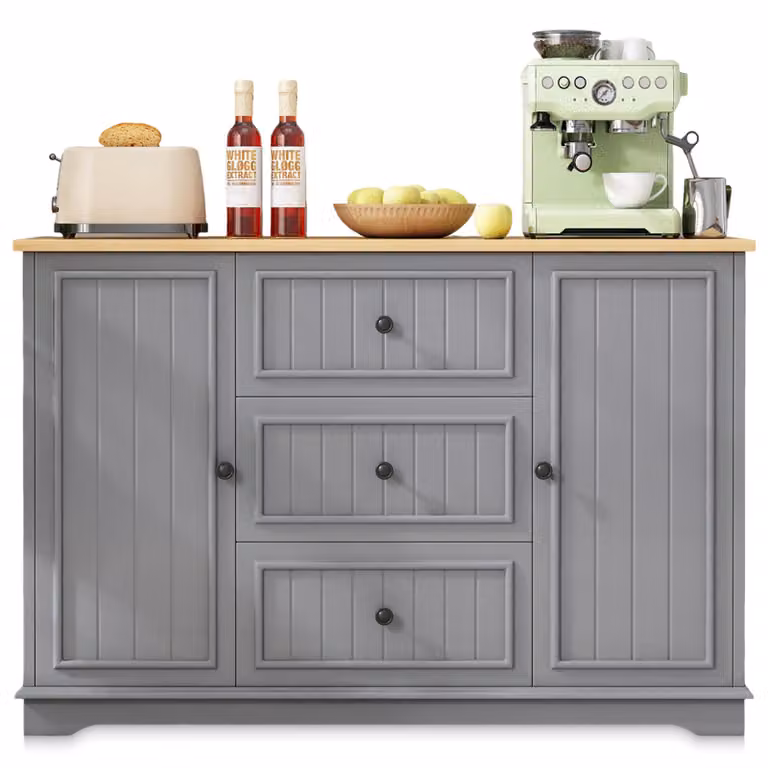 Mobile bar moderno, elegante soluzione di storage con venature chiare del legno