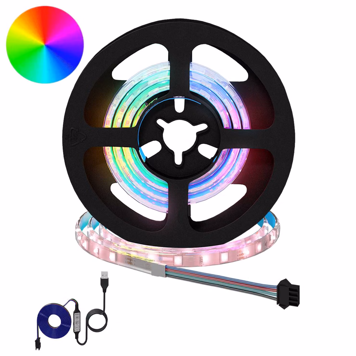 Set di 12 strisce LED RGB vidaXL, multicolore con finitura nera e trasparente, alimentazione USB