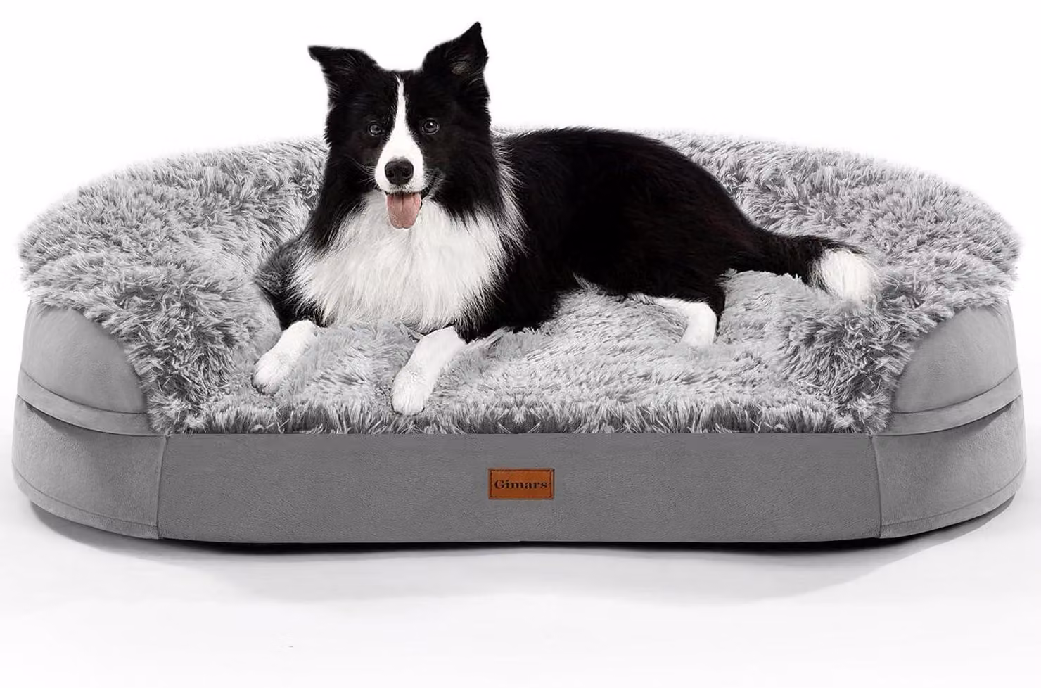 Cuccia ortopedica per cani, forma a semicerchio, colore grigio, dimensioni 104 x 81 x 20 cm, spessore 9,5 cm