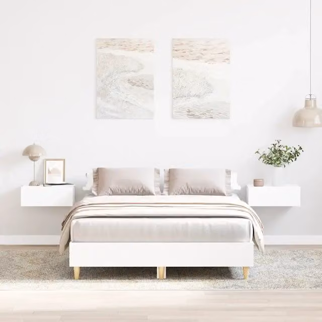 Giroletto vidaXL in legno multistrato bianco con doghe fisse L/P/H: 200 x 120 x 25 cm