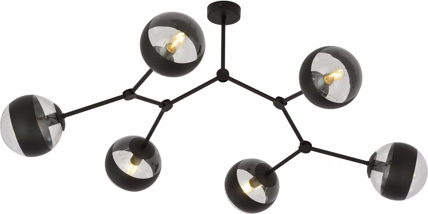 Lampadario Emibig 6xE14 40W SPACE 6 NERO/RIGHE 1135/6