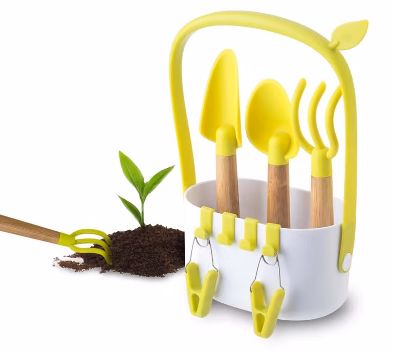 Set Zendea composto da 3 utensili da giardino, con contenitore portatile e pratici scomparti laterali