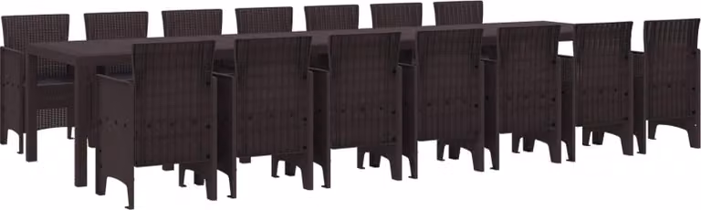 Set da pranzo da giardino con cuscini 15 pcs Marrone PP