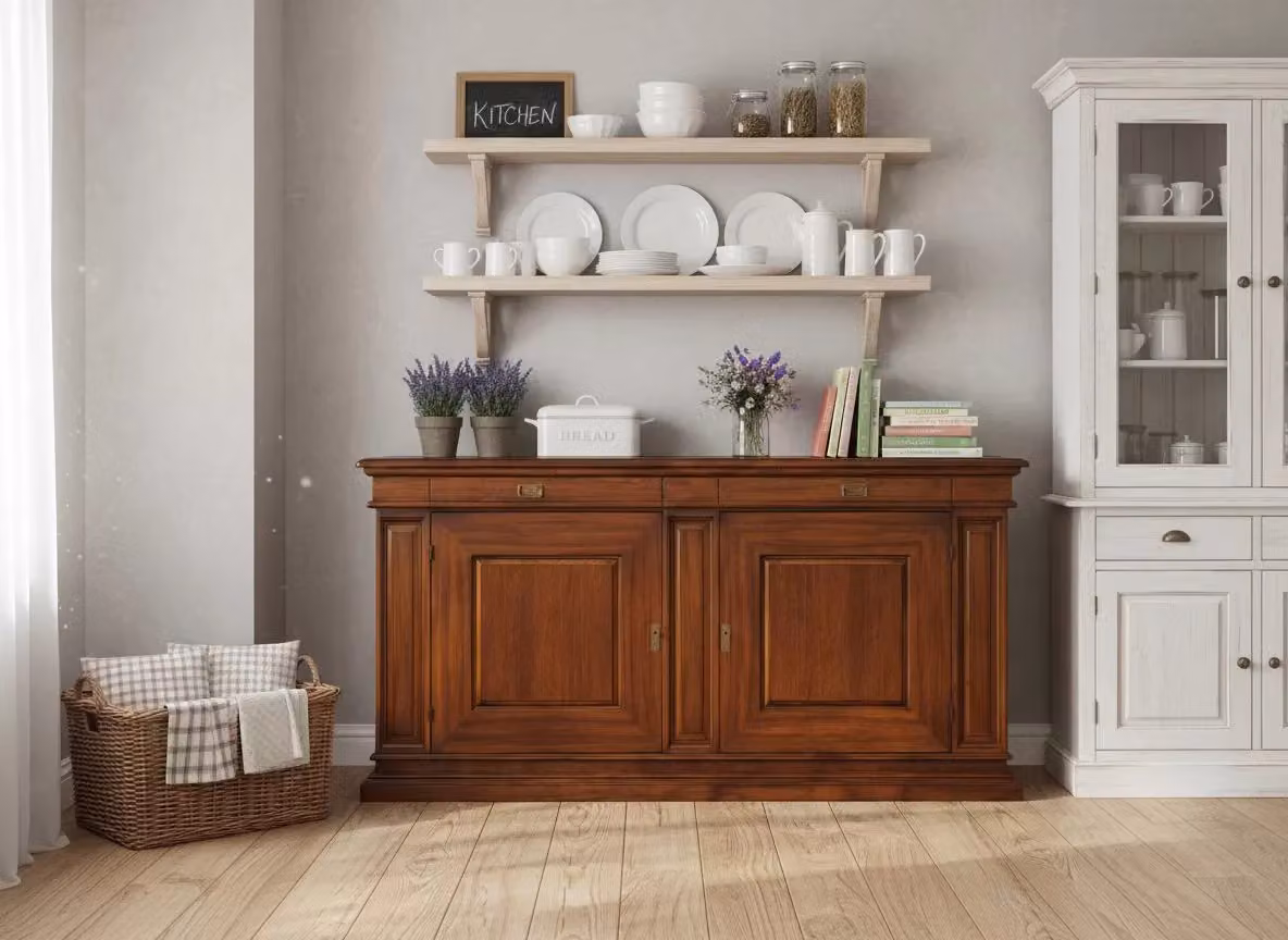 Madia credenza in legno con 2 ante Mobili 2G colore noce L: 205 cm, P: 57 cm, H: 113 cm – 3