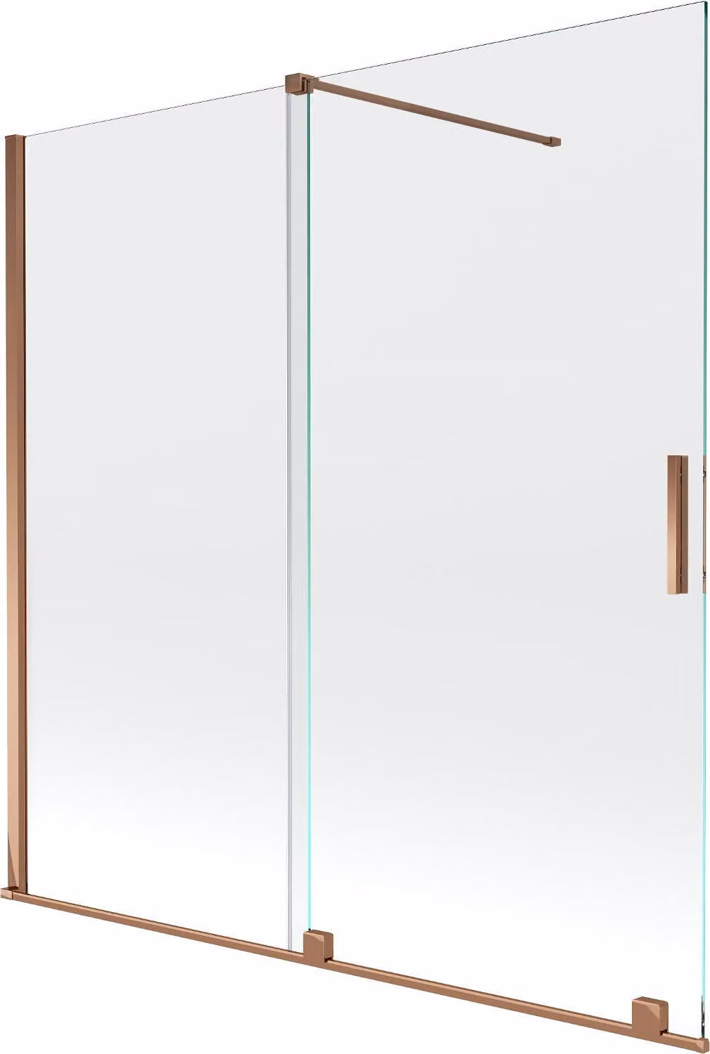 Mexen Velar paratia per vasca 2 ante scorrevoli 160 x 150 cm, trasparente, oro rosa - 896-160-000-01-60