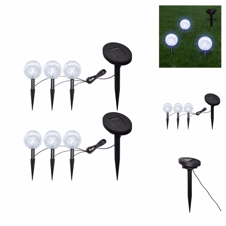 vidaXL Luci da giardino 6 pz. LED con punte a terra e moduli solari - Illuminazione esterna